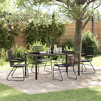 vidaXL 5-delat trädgårdsdining-set svart PVC-rattan