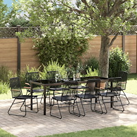 vidaXL 9-delat Trädgårdsdining-set Svart PVC Rattan