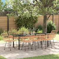 vidaXL 9-delat Trädgårdsdining Set Brun Poly Rattan