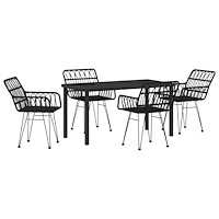 vidaXL 5-delat trädgårdsmatsalsset svart poly-rattan