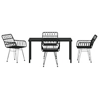 vidaXL 5-delat trädgårdsmatsalsset svart poly-rattan