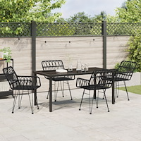 vidaXL 5-delat trädgårdsdining set svart poly rattan