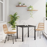 vidaXL 3-delars trädgårds matsalsset Brun Poly Rattan