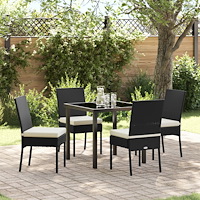 vidaXL 5-delat trädgårdsmöbelset svart poly rattan