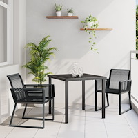 vidaXL 3 Delars Trädgårds matsalsset Svart Poly Rattan