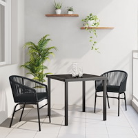 vidaXL 3-delat Trädgårdsätesset Svart Poly Rattan