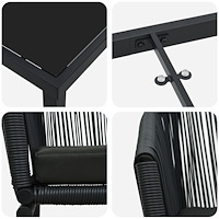 vidaXL 7-delars Trädgårdsmatbordset Svart Poly Rattan