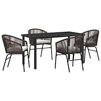 vidaXL 5-dels trädgårds matsalsset Brun Poly Rattan