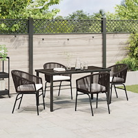 vidaXL 5-dels trädgårds matsalsset Brun Poly Rattan
