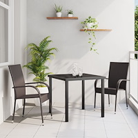 vidaXL 3 Delars Trädgårds Matset Brun Poly Rattan