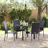 vidaXL 5-delat Utemöbelset Svart Poly-rattan