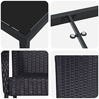 vidaXL 7-delat trädgårdsmatsats svart poly rattan