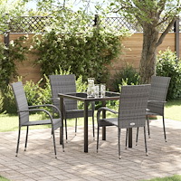 vidaXL Trädgårdsmöbelset 5 pcs Grå Poly rattan