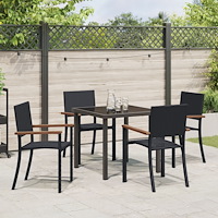 vidaXL 5-delad Trädgårdsmöbelset Svart Poly Rattan