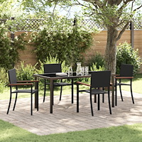 vidaXL 5-delat trädgårdsmöbelset Svart Poly Rattan