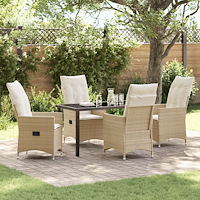 vidaXL 5-delade trädgårdsmöbler med kuddar Beige Polyrattan