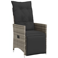 vidaXL 3-delars trädgårdsdining-set med kuddar Grå Poly Rattan
