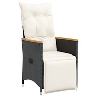 vidaXL 5 Delar Trädgårdsdina Set med Kuddar Svart Poly Rattan