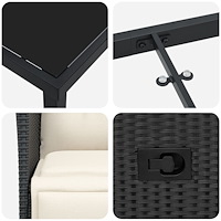 vidaXL 5 Delar Trädgårdsdina Set med Kuddar Svart Poly Rattan