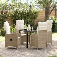 vidaXL 5 Delars Trädgårdsset Med Kuddar Beige Poly Rattan