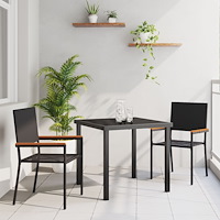 vidaXL 3-delat trädgårdsset Svart Poly Rattan