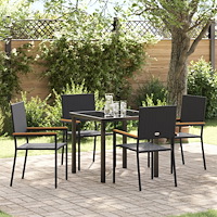 vidaXL 5-delars Trädgårds Dining Set Svart Poly Rattan
