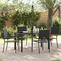 vidaXL 5-delad trädgårdmöbel svart poly rattan