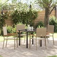 vidaXL 5 Delar Trädgårdsmöbelset Beige Poly Rattan