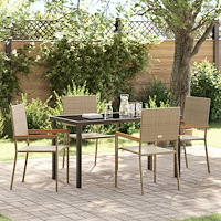 vidaXL 5-delars Trädgårdsmatsalsset Beige Poly Rattan