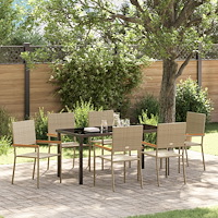 vidaXL 7-delat Trädgårds matset Beige Poly Rattan