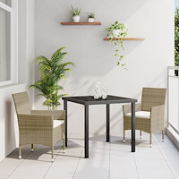 vidaXL 3-delat Trädgårdsdining Set Beige Poly Rattan