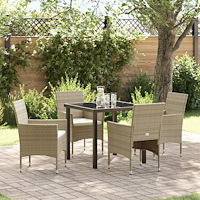 vidaXL 5-delars Trädgårdsset Beige Poly Rattan