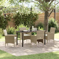 vidaXL 5-delars Trädgårdsmatgrupp Beige Poly Rattan