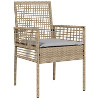 vidaXL 5-delat trädgårdsmöbelset med kuddar Beige Poly Rattan