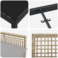 vidaXL 5-delat trädgårdsmöbelset med kuddar Beige Poly Rattan
