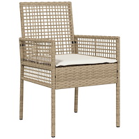 vidaXL 5-delat Trädgårdsbordset med kuddar Beige Poly Rattan