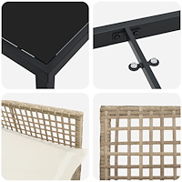 vidaXL 5-delat Trädgårdsbordset med kuddar Beige Poly Rattan