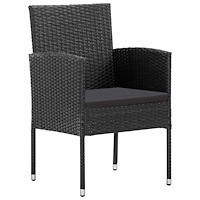 vidaXL 5-delat trädgårdsset med kuddar svart poly rattan