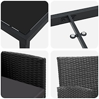 vidaXL 5-delat trädgårdsset med kuddar svart poly rattan