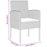 vidaXL 5-delat trädgårdsset med kuddar svart poly rattan