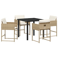 vidaXL 5-delat trädgårdsmöbelset med kuddar i Beige Poly Rattan