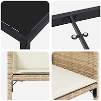 vidaXL 5-delat trädgårdsmöbelset med kuddar i Beige Poly Rattan
