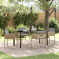 vidaXL 5-delars Trädgårdsamatörset med Kuddar Beige Poly Rattan