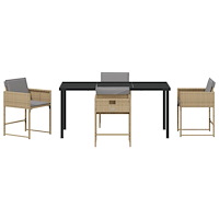 vidaXL 5-delars Trädgårdsamatörset med Kuddar Beige Poly Rattan