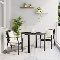 vidaXL 3-delat Trädgårdsmatsats med Kuddar Svart Poly Rattan