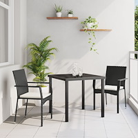 vidaXL Trädgårdsmöbelset med kudde 3 pcs Svart Poly rattan