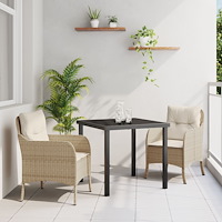 vidaXL 3-delat trädgårdsmatsalset med kuddar beige polykonstrotting