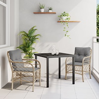 vidaXL Trädgårdsmöbelset med kudde 3 pcs Beige Poly rattan