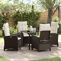 vidaXL Trädgårdsmöbelset med kudde 5 pcs Brun konstrotting