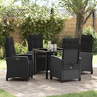vidaXL 5-delat trädgårdsdining set svart poly rattan